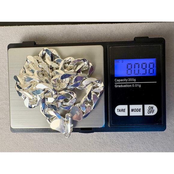 NEW 19" Long, 12mm Thick - Miami Cuban w/ 925 Silver Stamp - Picture 5 of 7